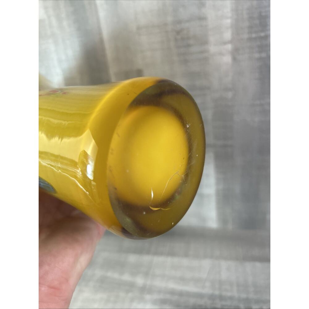 VTG Murano Glass Sunburst Vase Italy Yellow And Orange Heavy Art Deco - Picture 11 of 11